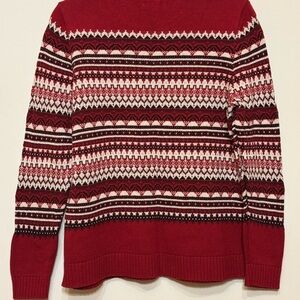 Croft & Barrow Women’s 70s Red Colorblock Cable Knit Crewneck Sweater Size L